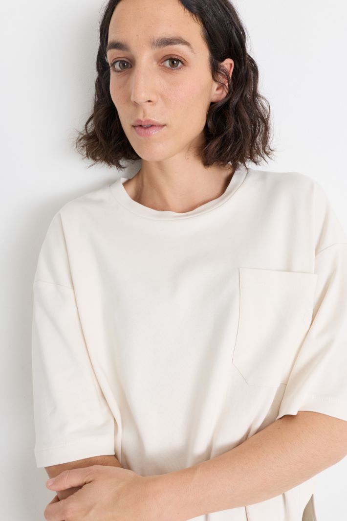 T-shirt oversize con taschino - BIANCO - Intrend - 3