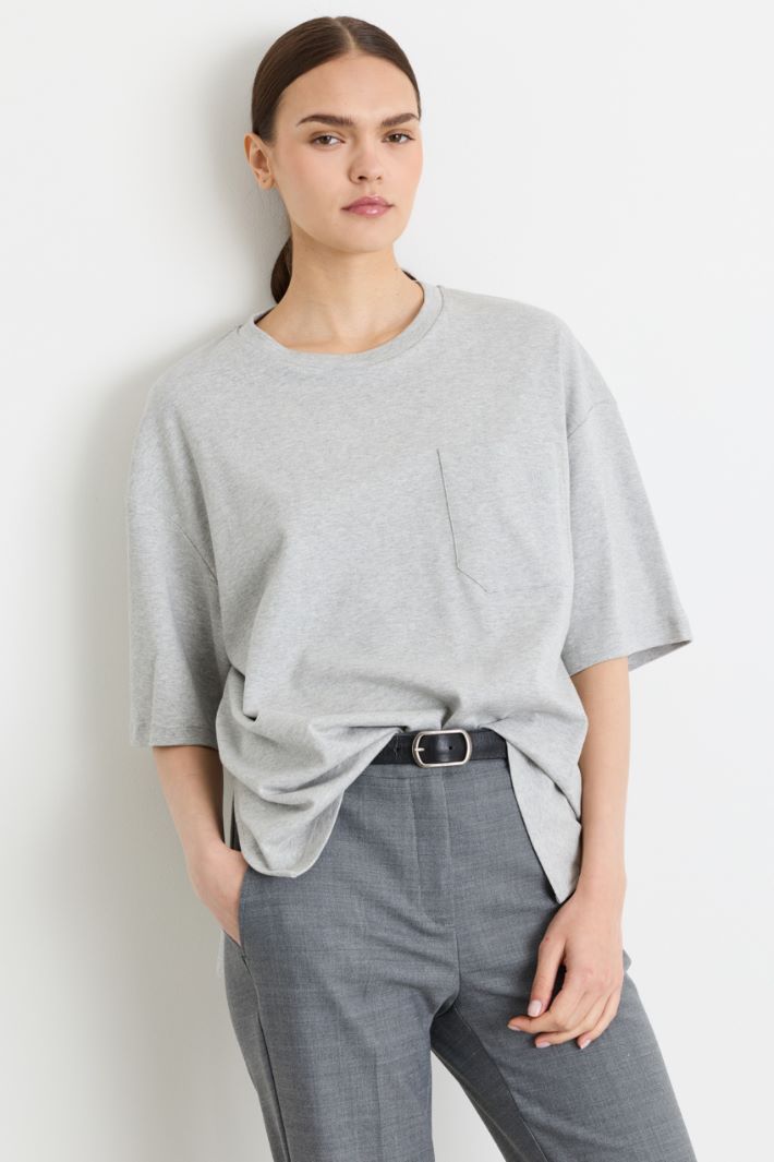 T-shirt oversize con taschino - GRIGIO - Intrend - 2