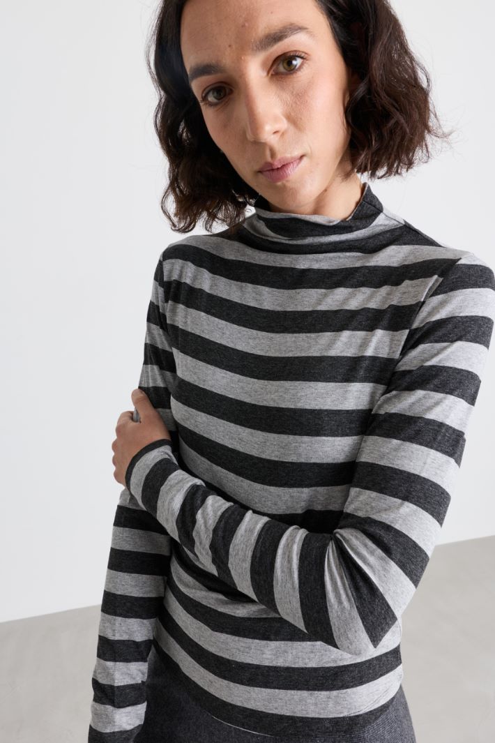 Dolcevita in jersey stretch - GRIGIO NERO - Intrend - 3