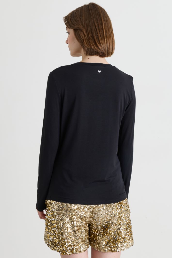 T-shirt in jersey stretch - NERO - Intrend - 4
