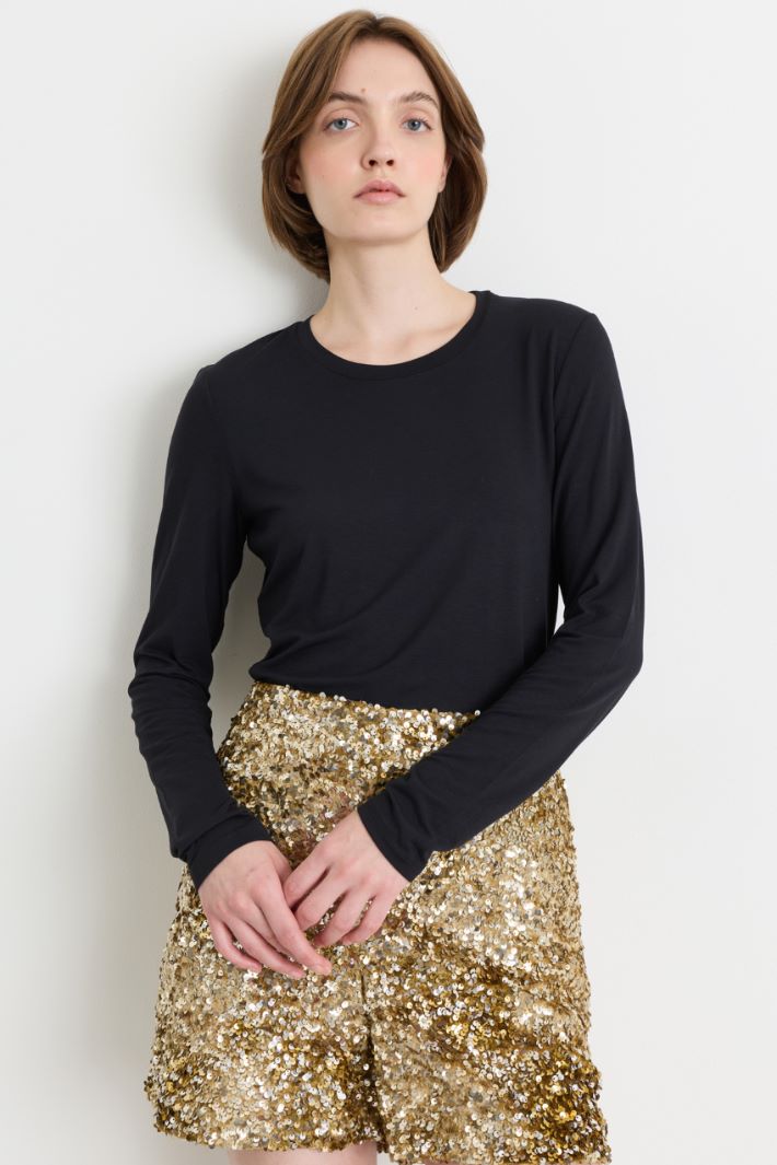 T-shirt in jersey stretch - NERO - Intrend - 2