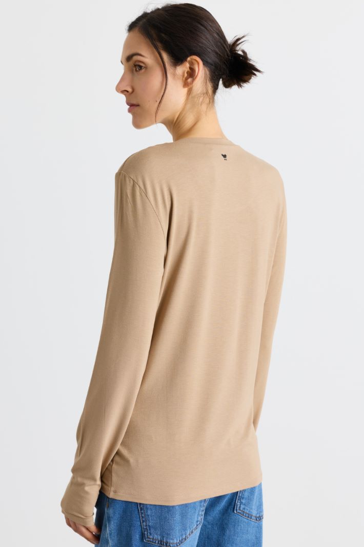T-Shirt aus Stretch-Jersey - KAMEL - Intrend - 4