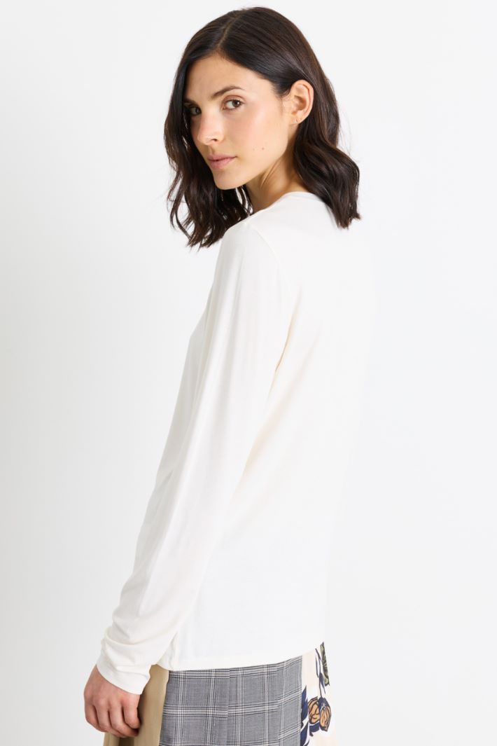 Stretch jersey T-shirt - WHITE - Intrend - 4