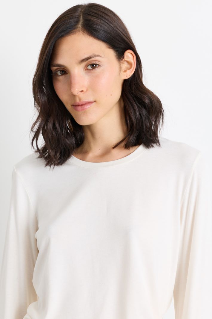 Stretch jersey T-shirt - WHITE - Intrend - 3