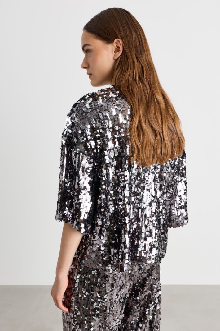 Top in tulle e paillettes - NERO - Intrend - 4