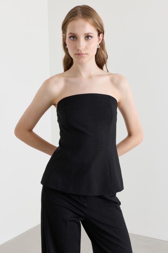 Top smanicato in jersey con applicazioni - NERO - Intrend - 2