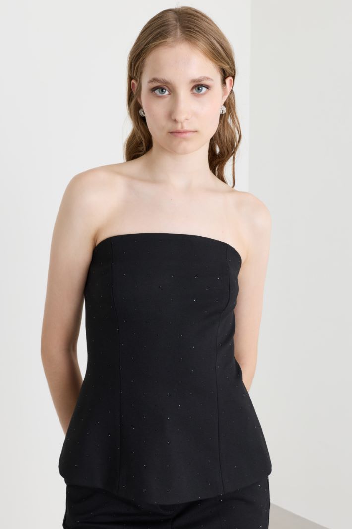 Top smanicato in jersey con applicazioni - NERO - Intrend - 3