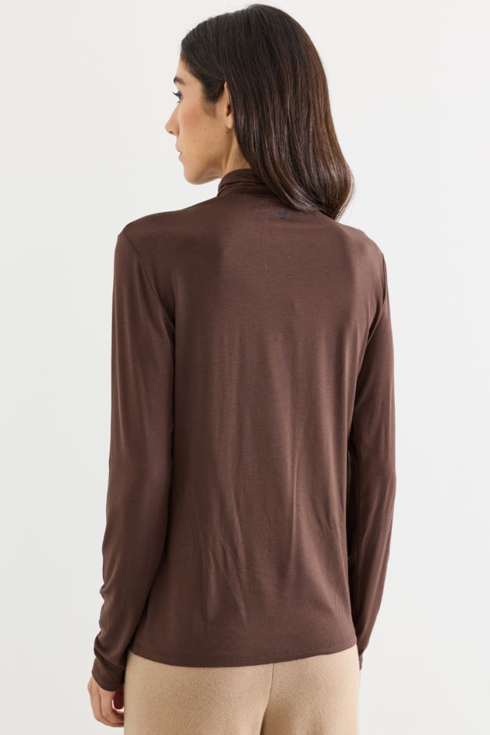 Dolcevita in jersey stretch - MARRONE - Intrend - 4