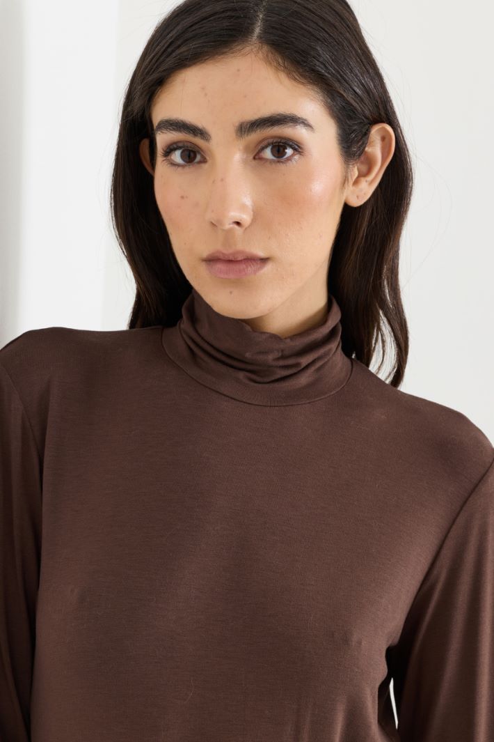 Dolcevita in jersey stretch - MARRONE - Intrend - 3