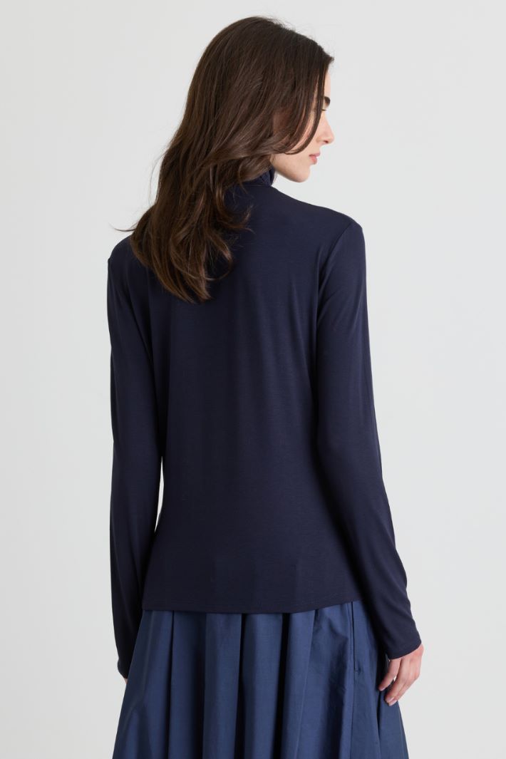 Dolcevita in jersey stretch - BLU - Intrend - 4