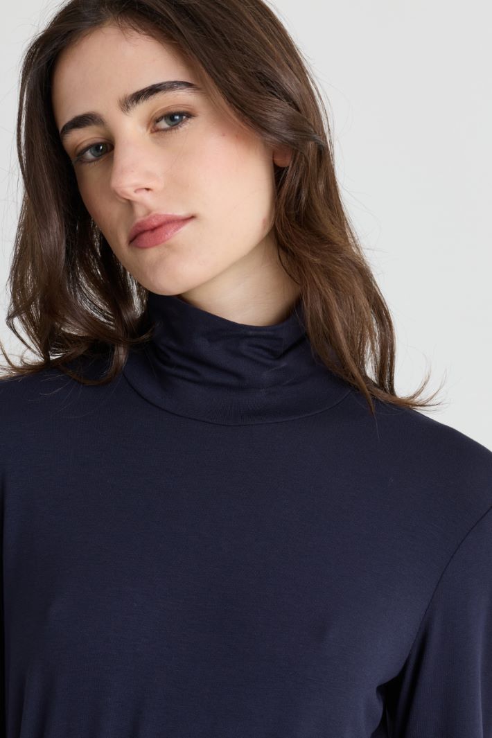 Dolcevita in jersey stretch - BLU - Intrend - 3