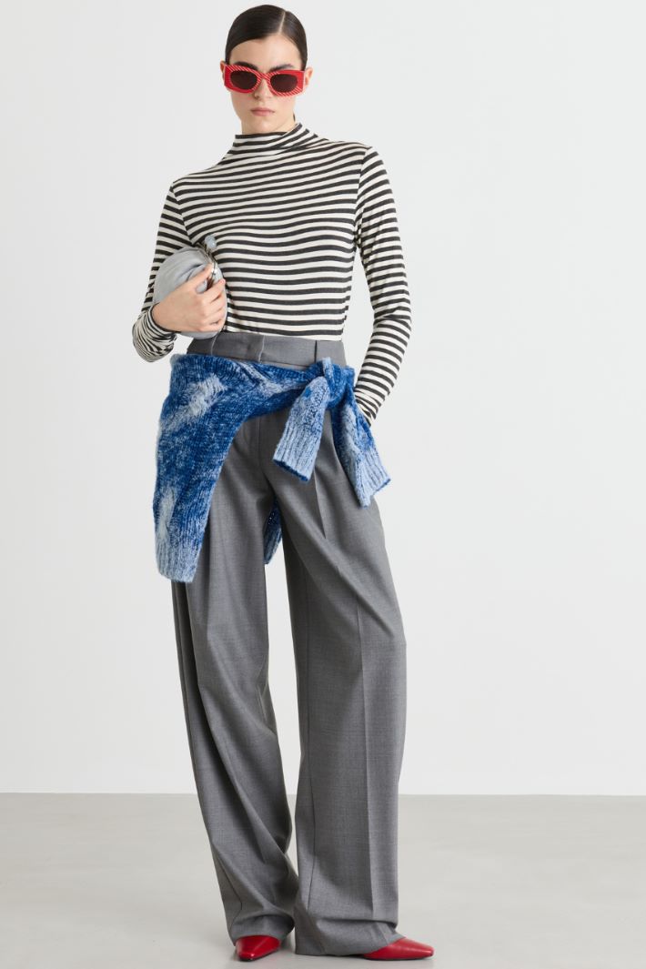 Top con collo alto - GRIGIO BIANCO - Intrend