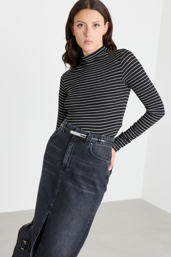 Top con collo alto - NERO BIANCO - Intrend - 2