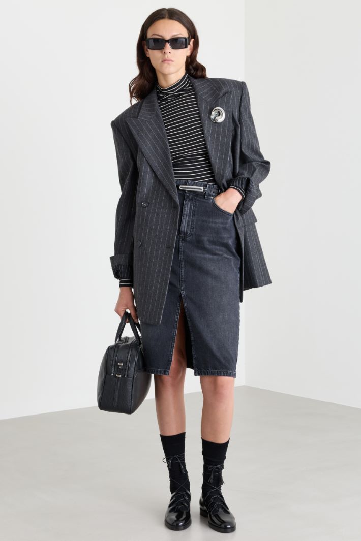 Top con collo alto - NERO BIANCO - Intrend