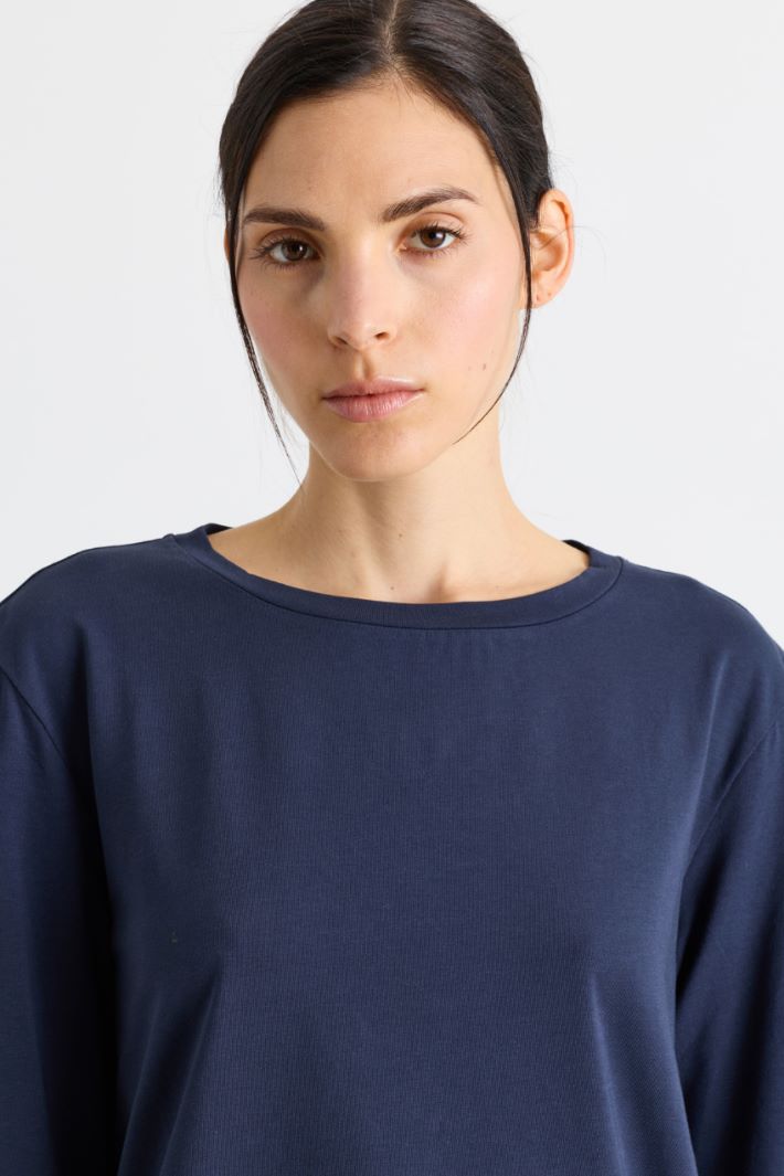 T-Shirt mit U-Boot-Ausschnitt - BLAU - Intrend - 3