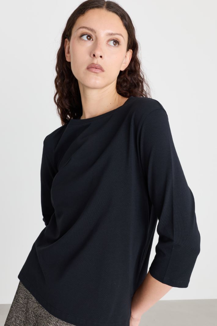 T-shirt con scollo a barchetta - NERO - Intrend - 3