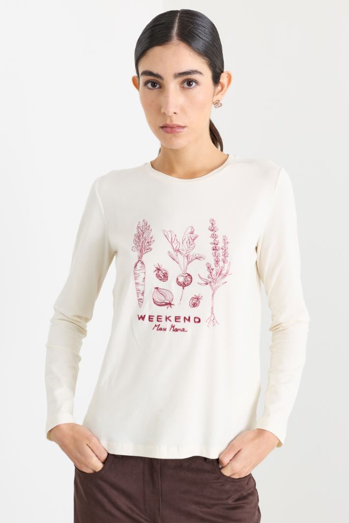 T-shirt con ricamo - BIANCO ROSSO - Intrend - 2