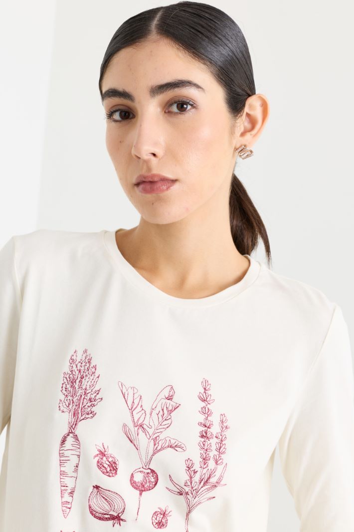 T-shirt con ricamo - BIANCO ROSSO - Intrend - 3