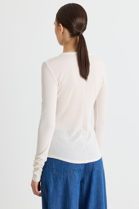 T-shirt aderente in jersey di puro cotone crepe