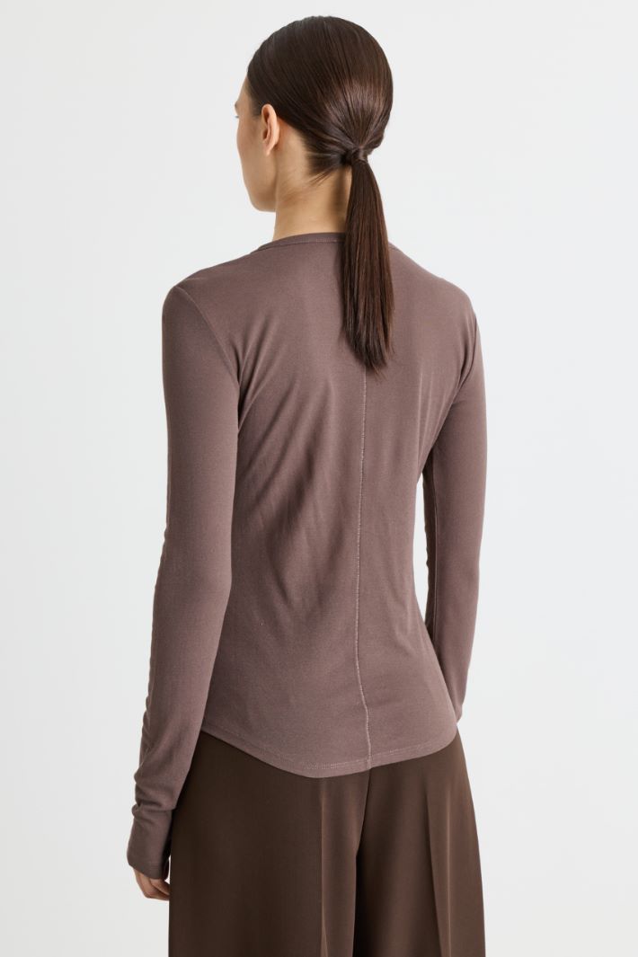 T-shirt aderente in jersey - MARRONE - Intrend - 4