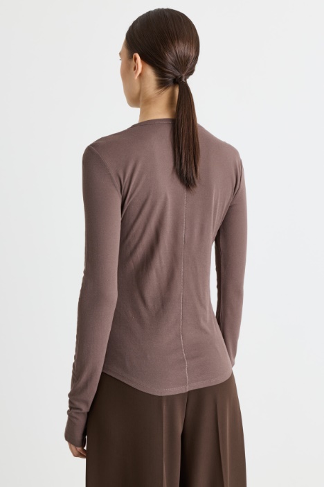 T-shirt aderente in jersey di puro cotone crepe