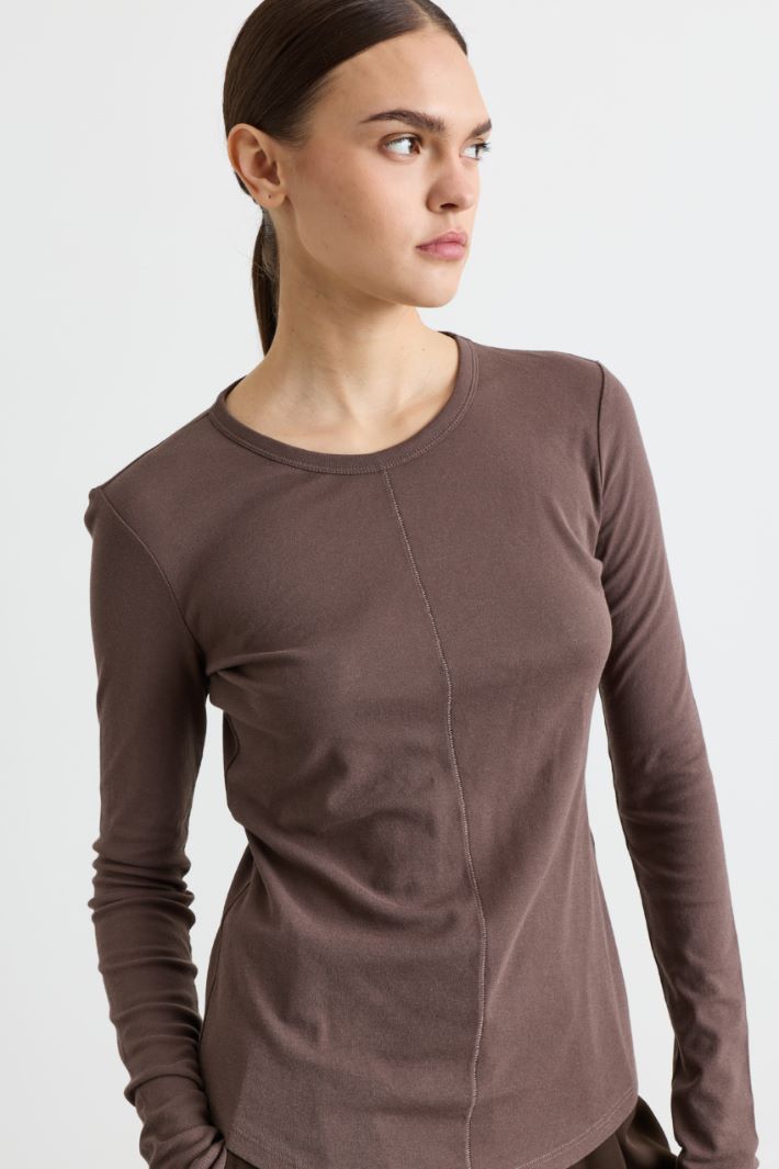 T-shirt aderente in jersey - MARRONE - Intrend - 3