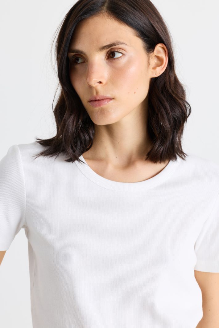 T-shirt in jersey stretch - BIANCO - Intrend - 3