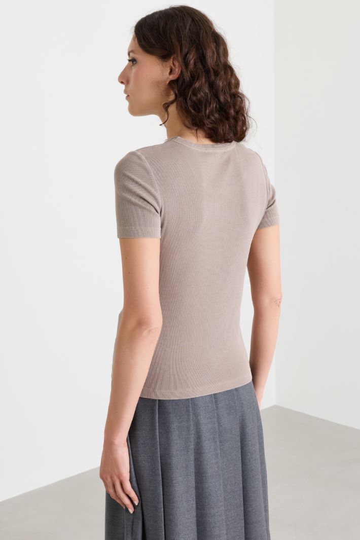 T-shirt in jersey stretch - BEIGE - Intrend - 4