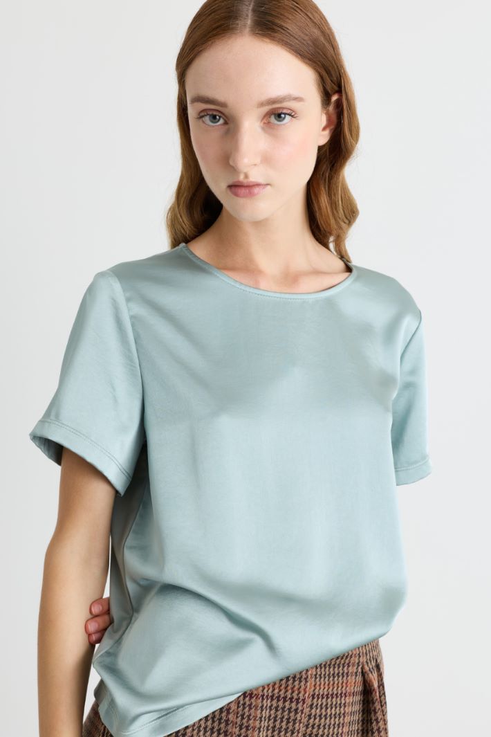T-Shirt mit Tropfenausschnitt - HELLBLAU - Intrend - 3