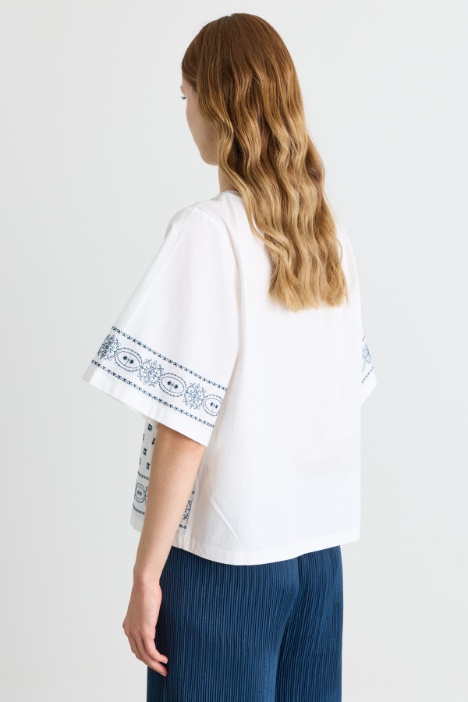 Top in popeline di cotone con ricami