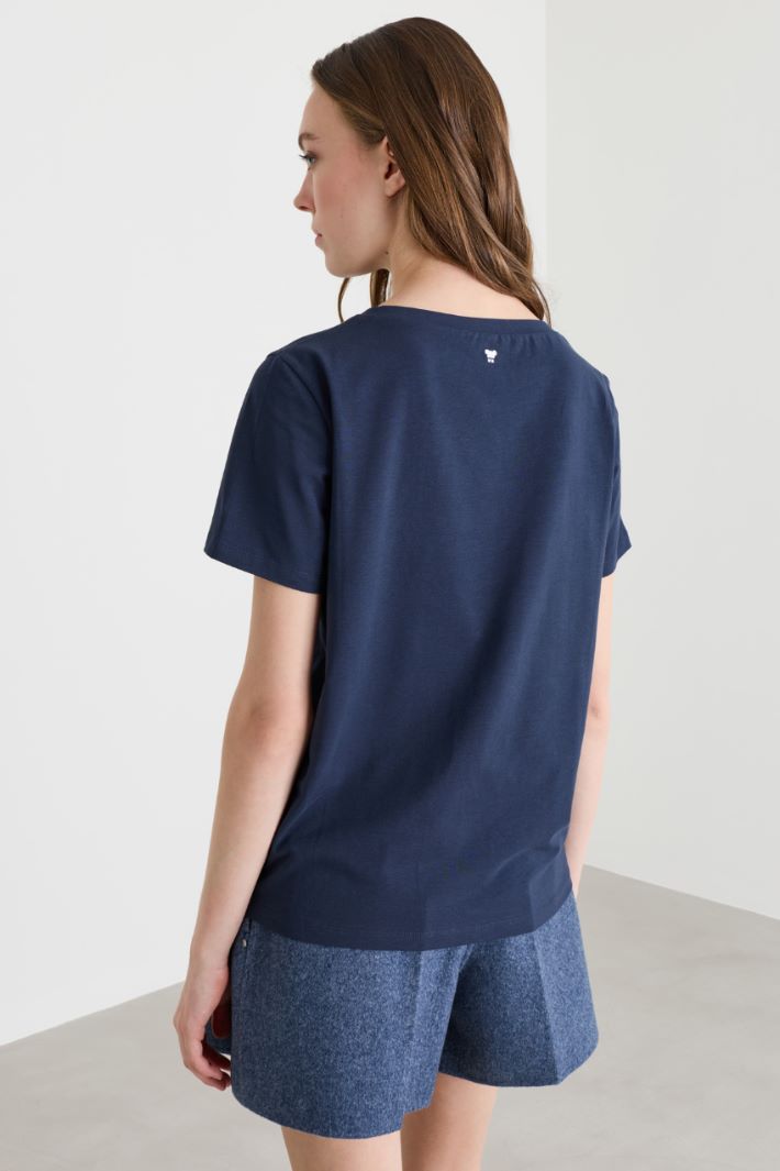 T-shirt in jersey - BLU - Intrend - 4