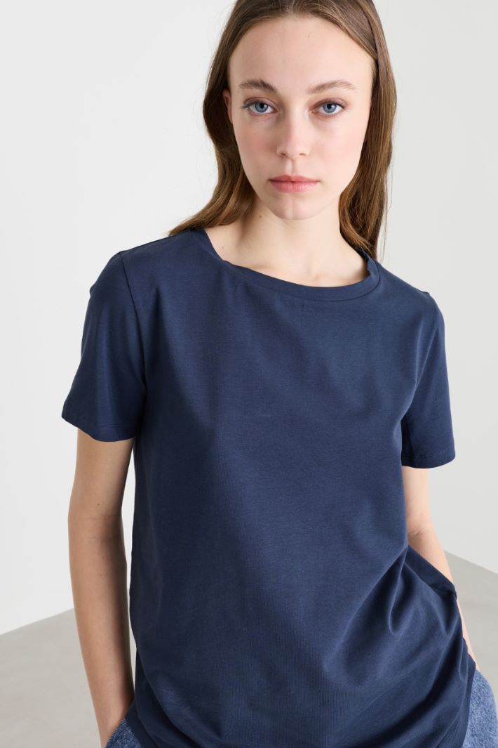 T-shirt in jersey - BLU - Intrend - 3