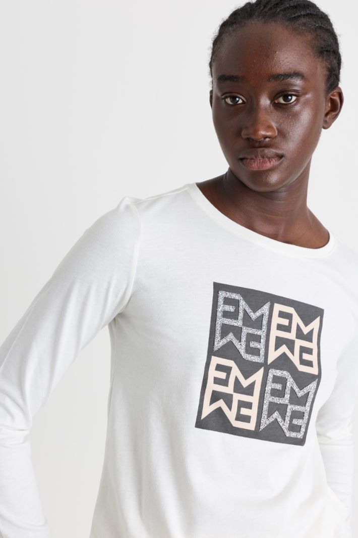Printed T-shirt - WHITE GREY - Intrend - 3