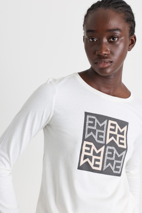 T-shirt in jersey di puro cotone con stampa