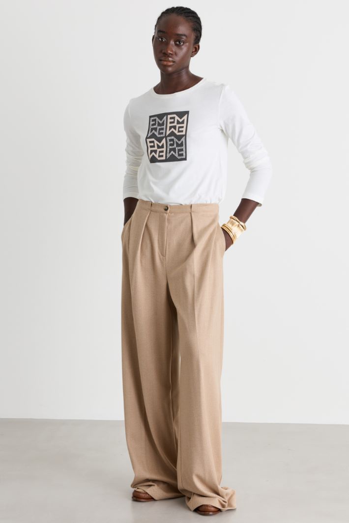 Printed T-shirt - WHITE GREY - Intrend