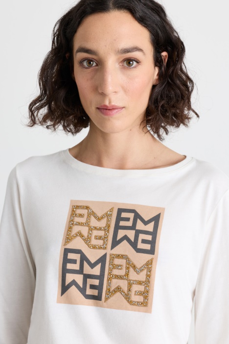T-shirt in jersey di puro cotone con stampa