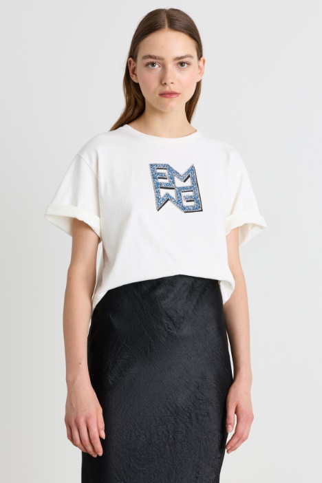 Jersey T-shirt with crystals - Intrend
