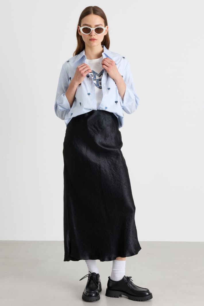 T-shirt in jersey con cristalli - AZZURRO - Intrend