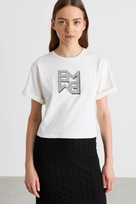 Jersey T-shirt with crystals - Intrend
