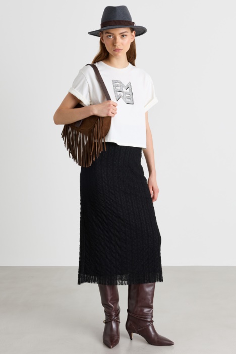 T-shirt in jersey con cristalli - Intrend
