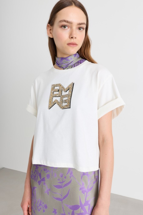 Jersey T-shirt with crystals - Intrend