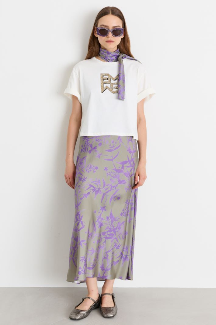 T-shirt in jersey con cristalli - ORO - Intrend