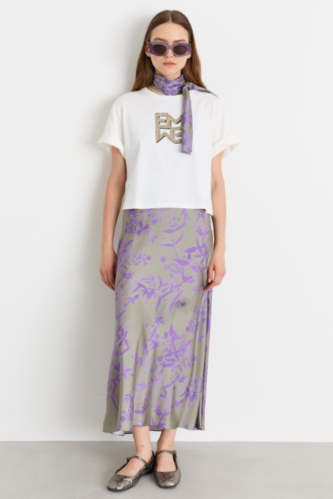 T-shirt in jersey con cristalli - Intrend