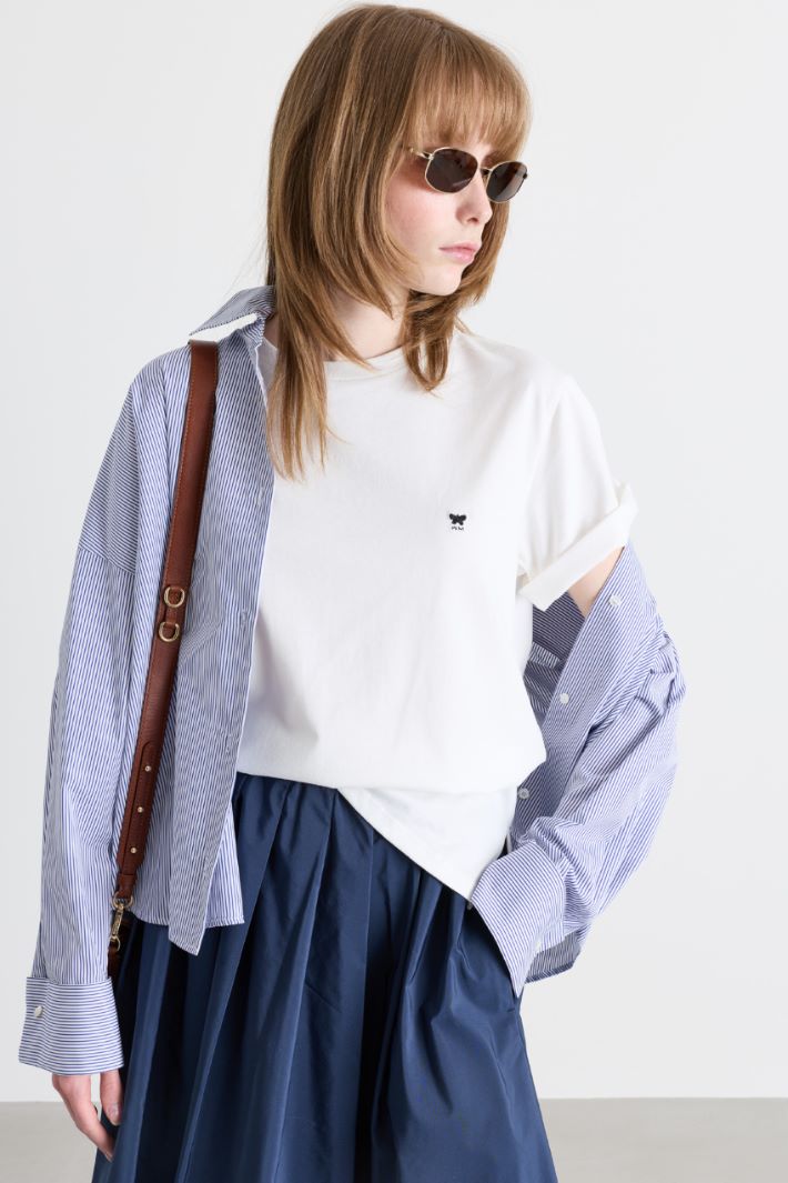 T-Shirt mit Stickerei - WEISS - Intrend - 2