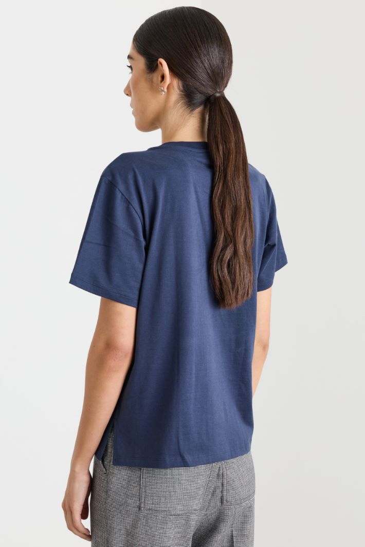 T-shirt con ricamo - BLU - Intrend - 4