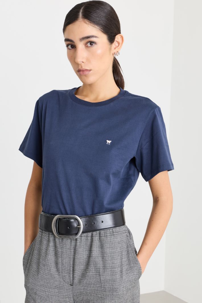 T-shirt con ricamo - BLU - Intrend - 2
