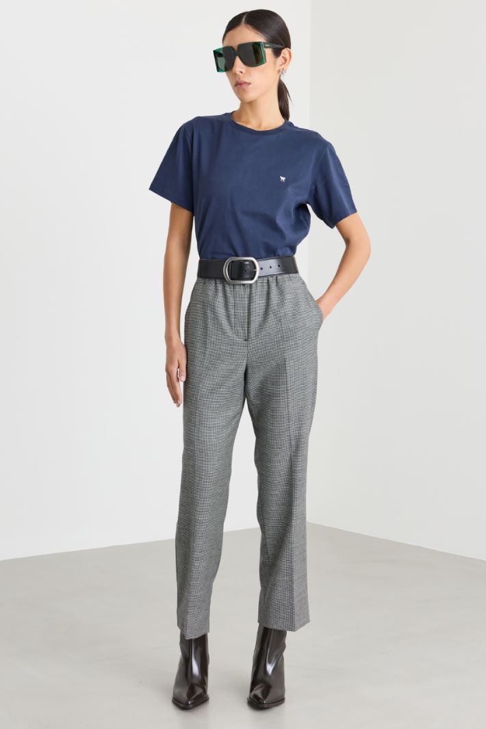 T-shirt con ricamo - BLU - Intrend