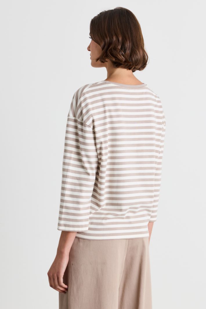 T-shirt con maniche tre quarti - BEIGE BIANCO - Intrend - 4