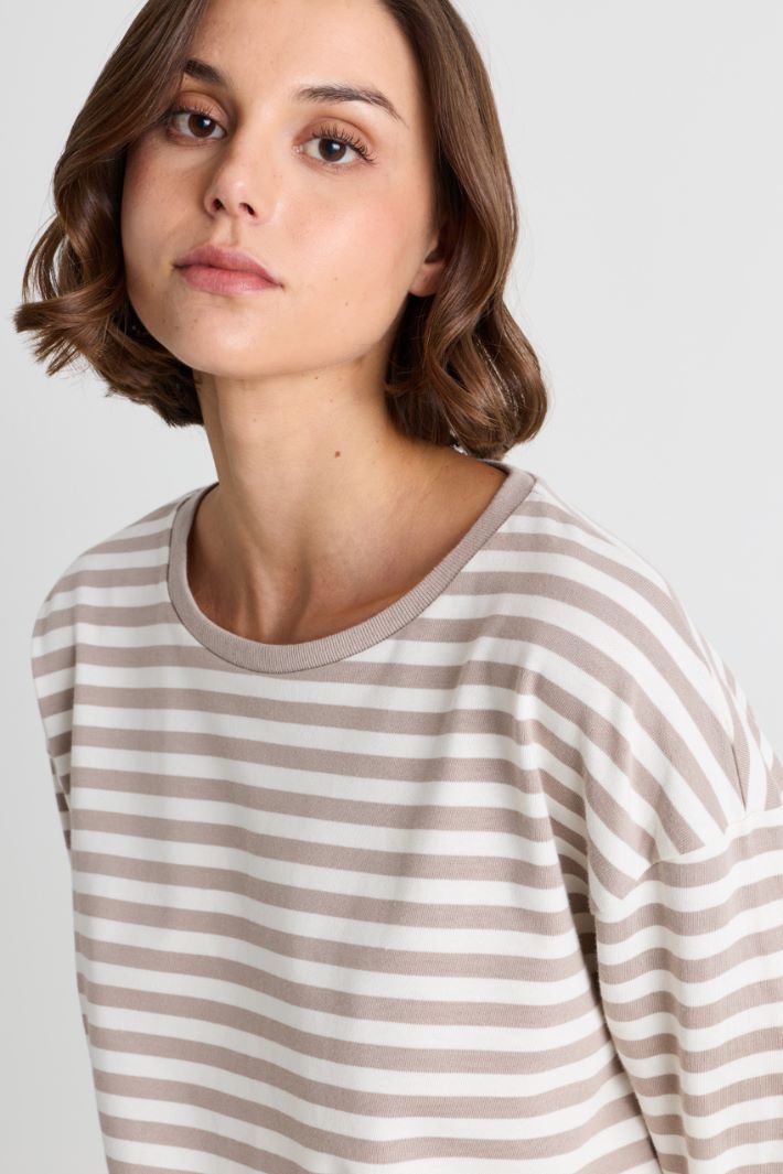 T-shirt con maniche tre quarti - BEIGE BIANCO - Intrend - 3