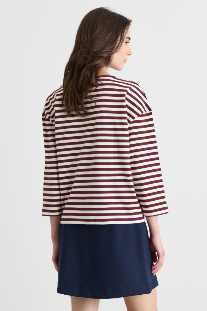 T-shirt con maniche tre quarti - BORDEAUX BIANCO - Intrend - 4